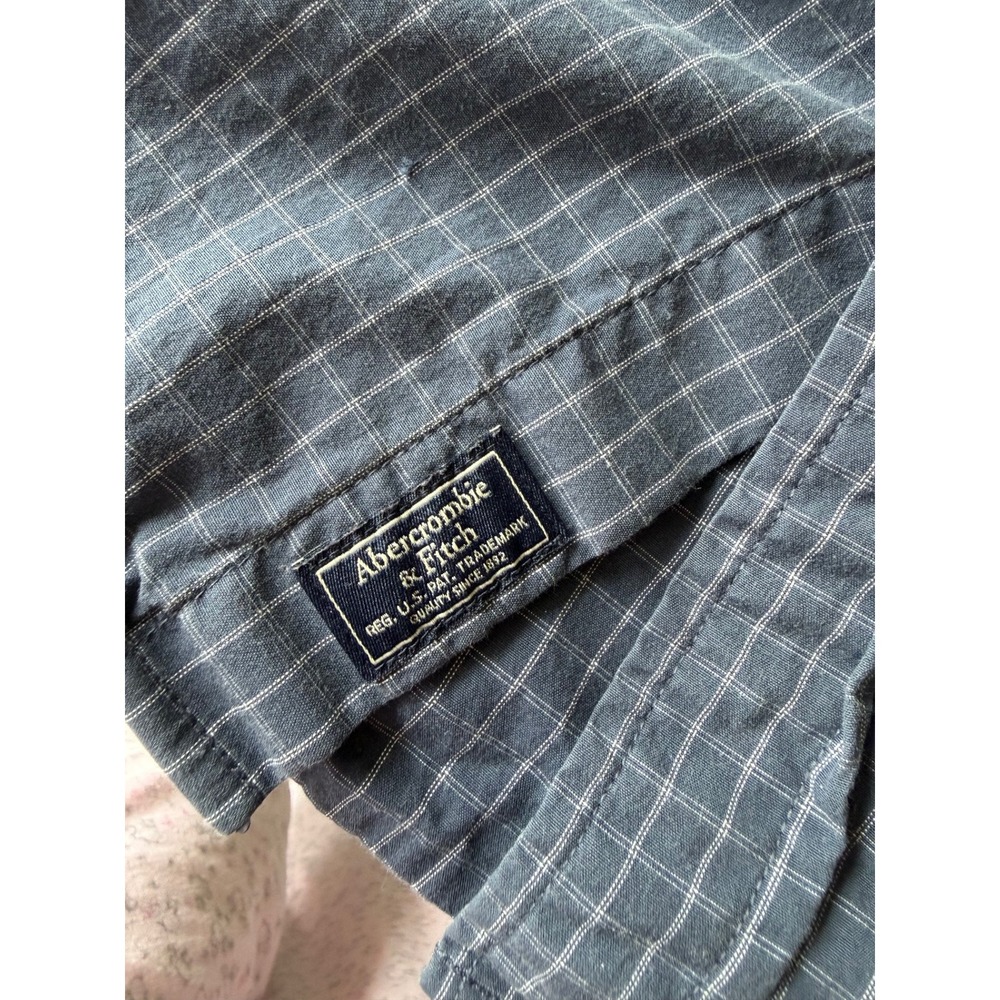 Abercrombie & Fitch Mens XXL Super Slim Stretch Shirt Blue Grid Fits like XL - Picture 7 of 9